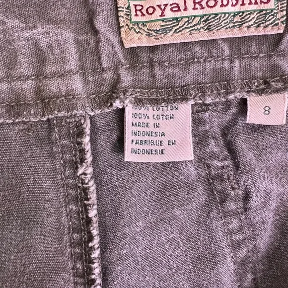 VTG‎ Royal Robbins Shorts Womens 8 Olive Green Cargo Hiking Elastic Waist Pocket - Picture 4 of 11